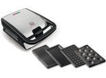TEFAL Waffeleisen "SW854D Snack Collection", schwarz (edelstahlfarben, schwarz), B:20,3cm H:36,1cm T:28cm, Waffeleisen, inkl. 4 antihaft Plattensets, vielfältige Funktionen, erweiterbar, Waffeleisen