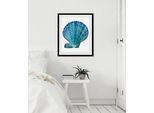 Bild QUEENCE "Kain", blau (farbe rahmen: schwarz, farbe bild(er): blau), B:50cm H:70cm, Acrylglas, Holz, Papier, Bilder, Bild, HD Premium Poster-Druck inkl. Holzrahmen