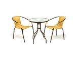 Garten-Essgruppe VCM "3-tlg. Bistroset Balkon Stuhl Tisch Set Beige", gelb, Obermaterial: 100% Kunststoff plastic., Sitzmöbel-Sets, Garten-Essgruppe