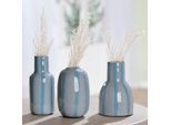 Tischvase S.OLIVER "Deko-Vase, "Piccolo", im 3er Set, unterschiedliche Formen, 13cm hoch", blau (hellblau), B:5cm H:13cm T:5cm Ø:5cm, Metall, Vasen, Tischvase, aus Metall, glänzende Oberfläche in verschiedenen Farben