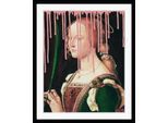 Bild QUEENCE "Malin mit Farbklecks", silber (farbe rahmen: schwarz, farbe bild(er): silber, rosa), B:40cm H:50cm, Acrylglas, Holz, Papier, Bilder, Bild, HD Premium Poster-Druck inkl. Holzrahmen