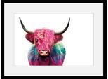 Bild QUEENCE "Yak", bunt (farbe rahmen: schwarz, farbe bild(er): bunt), B:50cm H:40cm, Acrylglas, Holz, Papier, Bilder, Bild, HD Premium Poster-Druck inkl. Holzrahmen