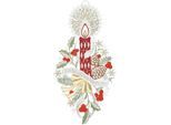 Fensterbild "Kerze" Gr. 1, bunt (goldfarben, grün, rot), B:18cm H:35cm, Polyester, W. REUTER & SOHN - PLAUENER SPITZE, Fensterbilder, Fensterbild, Made in Germany