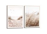 Poster REINDERS "Strand", beige (farbe bild(er): beige), B:50cm H:70cm T:1,6cm, Bilder, Poster, Wohnzimmer - Gras - Meer - Vögel - Beige - MDF - Strand - 50x70 cm