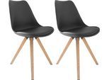 Esszimmerstuhl BYLIVING "Kira", schwarz (schwarz, eiche optik), B:48cm H:86cm T:56cm, Stühle, Esszimmerstuhl, Sitzschale mit Sitzkissen, in verschiedenen Farben