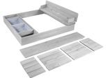 Sandkasten ROBA "Outdoor+", grau, Sandkästen, Kinder, B/H/L: 125cm x 20,5cm x 120cm, Kunststoff, Massivholz, Sandkasten, wetterfestes Massivholz, mit aufklappbarer Sitzbank und 2 Spielwannen, B:125cm H:20,5cm L:120cm