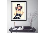 Bild QUEENCE "Diva 2", schwarz (farbe rahmen: schwarz, farbe bild(er): schwarz), B:30cm H:40cm, Acrylglas, Holz, Papier, Bilder, Bild, HD Premium Poster-Druck inkl. Holzrahmen