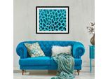 Bild QUEENCE "Agata", blau (farbe rahmen: schwarz, farbe bild(er): blau), B:40cm H:30cm, Acrylglas, Holz, Papier, Bilder, Bild, HD Premium Poster-Druck inkl. Holzrahmen