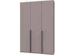 Kleiderschrank WIMEX "Mugano,in 5 Breiten,2 Höhen,2 Tiefen, viele Farben, Made in Germany", beige (saharagrau, griffe schwarz), B:135cm H:208cm T:40cm, Holzwerkstoff, Schränke, Kleiderschrank, mit langen Griffen aus Metall, mit oder ohne Spiegel