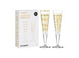 Champagnerglas RITZENHOFF "Champagnergläser Goldnacht 205 ml 2er Set gold", gold, 2 tlg., Kristallglas, Trinkgefäße, Champagnerglas