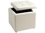 Sitzwürfel HOME AFFAIRE, weiß, B:41cm H:40cm, Obermaterial: 100% Polyvinylidenchlorid, Hocker, Sitzwürfel, mit gepolstertem Deckel