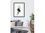 Bild QUEENCE "J", gold (farbe rahmen: schwarz, farbe bild(er): goldfarben), B:40cm H:50cm, Acrylglas, Holz, Papier, Bilder, Bild, HD Premium Poster-Druck inkl. Holzrahmen