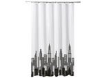 Duschvorhang ADOB "City", weiß, B:180cm H:200cm, Polyester, Duschvorhänge, Duschvorhang, Höhe 200 cm, waschbar, inkl. 12 Vorhangringe