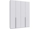 Kleiderschrank WIMEX "Mugano,in 5 Breiten,2 Höhen,2 Tiefen, viele Farben, Made in Germany", weiß (weiß, griffe alufarben), B:180cm H:236cm T:58cm, Holzwerkstoff, Schränke, Kleiderschrank, mit langen Griffen aus Metall, mit oder ohne Spiegel