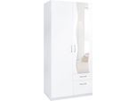 Kleiderschrank PRIESS, weiß (weiß uni), B:94cm H:193cm T:54cm, Holzwerkstoff, Schränke, Kleiderschrank