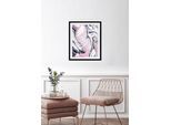 Bild QUEENCE "Lary", rosa (farbe rahmen: schwarz, farbe bild(er): rosa), B:30cm H:40cm, Acrylglas, Holz, Papier, Bilder, Bild, HD Premium Poster-Druck inkl. Holzrahmen