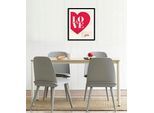 Bild QUEENCE "Love you", rot (farbe rahmen: schwarz, farbe bild(er): rot), B:50cm H:70cm, Acrylglas, Holz, Papier, Bilder, Bild, gerahmt