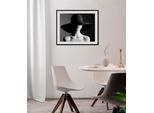 Bild QUEENCE "Lara", schwarz (farbe rahmen: schwarz, farbe bild(er): schwarz), B:40cm H:30cm, Acrylglas, Holz, Papier, Bilder, Bild, HD Premium Poster-Druck inkl. Holzrahmen
