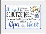 Bild QUEENCE "Schutzengel Opa", blau (farbe rahmen: schwarz, farbe bild(er): blau), B:40cm H:30cm, Acrylglas, Holz, Papier, Bilder, Bild, HD Premium Poster-Druck inkl. Holzrahmen