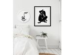 Bild QUEENCE "Anna", schwarz (farbe rahmen: schwarz, farbe bild(er): schwarz), B:50cm H:70cm, Acrylglas, Holz, Papier, Bilder, Bild, HD Premium Poster-Druck inkl. Holzrahmen