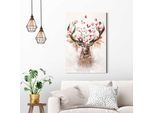 Deco-Panel REINDERS "Hirsch in Blumen", rosa (farbe bild(er): rosa), B:60cm H:90cm T:2cm, Holzwerkstoff, Bilder, Deco-Panel