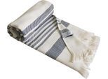 Hamamtuch FRAMSOHN FROTTIER "Boho Living - Steifen Muster", grau (beige, anthrazit, grau), B:100cm L:180cm, Hamam Frottier, Baumwolle, Handtücher, Hamamtuch, 100x180, gestreift & mit Fransen, ideal als Strandtuch, Sauna, Reise