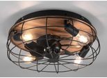 REALITY LEUCHTEN Deckenleuchte "Trondheim Deckenventilator", braun (holzoptik), 4, Ø 48,5cm H: 17,5cm, 1 Stk., Leuchten, Deckenlampe Ventilator getrennt schaltbar, Deckenleuchte