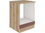 Herdumbauschrank OPTIFIT "Bella", rot (rostrot, wildeiche, wildeiche), B:60cm H:84,8cm T:60cm, Holzwerkstoff, Schränke, Herdumbauschrank, Breite 60 cm, Nischenmaße B/T/H 56,7/55,5/59,5 cm