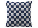 Kissenhülle TOM TAILOR HOME "Checkerbox", blau, B:45cm H:0,5cm L:45cm, Baumwolle, Leinen, Polyester, Kissenbezüge, Kissenhülle