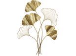 Wanddekoobjekt "Wanddekoration", gold (goldfarben), B:60cm H:79cm T:3cm, Metall, HOFMANN LIVING AND MORE, Wanddekoobjekte, Wanddekoobjekt, Ginkgo-Blätter goldfarben