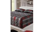 Tagesdecke, grau (grau, rot), B:257cm L:250cm, Polyester, WESTFALIA SCHLAFKOMFORT, Tagesdecken, Tagesdecke
