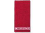 Handtuch DYCKHOFF "Hirschparade", rot (granat), B:50cm L:100cm, Frottier, Frottier, Handtücher, Handtuch, Made in Germany