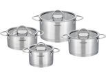 Topf-Set HANSEATIC "hanseatic", silber, Töpfe, Topf-Set, handfreundliche Kaltmetallgriffe, Literskala, Glasdeckel, Induktion
