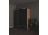 Kleiderschrank PRIESS "Schrank Garderobe Wäscheschrank Barcelona in 5 Breiten", braun (eichefarben artisan, schwarz), B:94cm H:193cm T:54cm, Holzwerkstoff, Schränke, Kleiderschrank, viel Stauraum, geräumige Schubkästen, mit Spiegel, MADE IN GERMANY