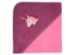 Kapuzenhandtuch WÖRNER "Einhorn", rosa (pink), B:100cm L:100cm, Frottee, Frottee, Handtücher, Kapuzenhandtuch, mit Kapuze, maschinenwaschbar, trocknergeeignet