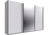 Kleiderschrank WIMEX "Mugano, Made in Germany, Lieferung bis in Deine Etage und Stellort", schwarz (weiß, griffe schwarz), B:313cm H:208cm T:65cm, Holzwerkstoff, Schränke, Kleiderschrank, 3 Schwebetüren, große Größen, mit oder ohne Spiegel, Metallgriffe