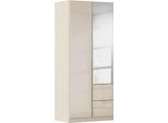 Drehtürenschrank OTTO HOME "Kleiderschrank Kleiderschränke Schrank Garderobe AGORDO mit Glasfront", beige (beige, glas beige (champagner)), B:91cm H:210cm T:54cm, Holzwerkstoff, Schränke, Drehtürenschrank, mit Außenschubkästen, in 7 Breiten und 2 Höhen MADE IN GERMANY