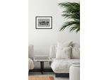 Bild QUEENCE "Augsburg Skyline", grau (farbe rahmen: schwarz, farbe bild(er): grau), B:50cm H:40cm, Acrylglas, Holz, Papier, Bilder, Bild, HD Premium Poster-Druck inkl. Holzrahmen