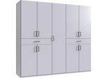Drehtürenschrank WIMEX "Tibet Kleiderschrank mit sehr viel Stauraum, große Farbauswahl", weiß, B:225cm H:208cm T:58cm, Holzwerkstoff, Schränke, Drehtürenschrank, mit jeweils 2 Schubladen auf bequemer Zugriffshöhe, in 3 Breiten