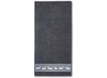 Handtuch DYCKHOFF "Hirschparade", grau (graphit), B:50cm L:100cm, Frottier, Frottier, Handtücher, Handtuch, Made in Germany