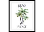 Bild QUEENCE "BEACH PLEASE", bunt (farbe rahmen: schwarz, farbe bild(er): weiß, grün, braun), B:40cm H:50cm, Acrylglas, Holz, Papier, Bilder, Bild, HD Premium Poster-Druck inkl. Holzrahmen