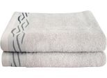 Handtücher DYCKHOFF "Wave", silber, B:50cm L:100cm, Frottier, Baumwolle, Handtücher, Handtücher, mit Jacquard-Bordüre