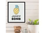 Bild QUEENCE "Juicy Bomb", gelb (farbe rahmen: schwarz, farbe bild(er): gelb), B:50cm H:70cm, Acrylglas, Holz, Papier, Bilder, Bild, gerahmt