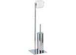 WC-Garnitur WENKO "Recco", grau (chromfarben), B:20cm H:71,5cm, Stahl, Reinigungsbürsten, WC-Garnitur