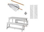 Garten-Kindersitzgruppe ROBA "Outdoor+", grau, Sitzmöbel-Sets, Kinder, B/H/T: 107cm x 155cm x 106cm, Massivholz, Garten-Kindersitzgruppe, Tisch und 2 Bänke mit Sitzauflage, Schirmset, B:107cm H:155cm T:106cm