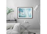 Bild QUEENCE "Marcello", blau (farbe rahmen: schwarz, farbe bild(er): blau), B:70cm H:50cm, Acrylglas, Holz, Papier, Bilder, Bild, HD Premium Poster-Druck inkl. Holzrahmen
