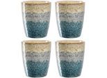 Becher LEONARDO "MATERA", blau (beige, anthrazit, blau), H:10cm Ø:8,2cm, Keramik, Trinkgefäße, Becher, 300 ml, 4-teilig