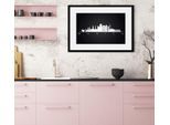 Bild QUEENCE "Munich Sehenswürdigkeiten", schwarz (farbe rahmen: schwarz, farbe bild(er): schwarz), B:70cm H:50cm, Acrylglas, Holz, Papier, Bilder, Bild, HD Premium Poster-Druck inkl. Holzrahmen