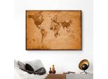 Deco-Panel REINDERS "Weltkarte - antik", braun (farbe bild(er): braun), B:140cm H:100cm, MDF, Bilder, Deco-Panel