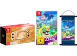 NINTENDO SWITCH Konsolen-Set "Lite – Hyrule-Edition + Zelda: Echoes of Wisdom + Zelda-Schriftrolle", gold (goldfarben), B:20,8cm H:9,11cm T:2,84cm, Spielekonsolen, Konsolen-Set